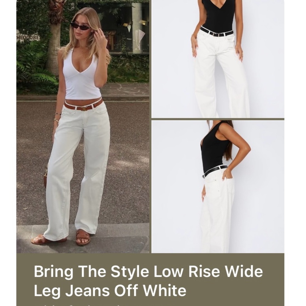 White Fox Low Rise Wide Leg Jeans in Off White size xs new with tags